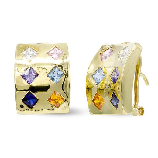 18kt Gold Earrings with Colored Stones and Omega Clasp 20117-1