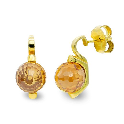 Boucles d'oreilles en or 18 carats avec pierres de topaze 10 mm 15365-TO