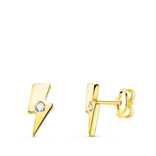 Ohrringe aus 18-karätigem Gold, Blitz-Mini-Zirkonia, 6 x 3 mm, Druckverschluss, 22126