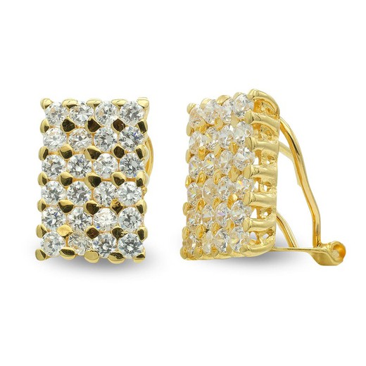 18kt Gold Earrings Rectangular Zirconia 7050-1