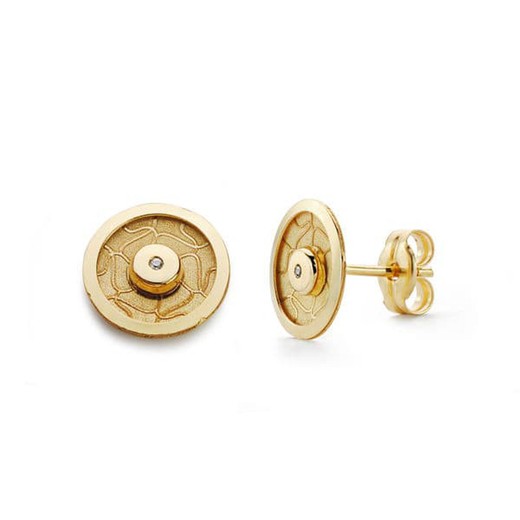 18kt Gold Earrings Round Zirconia 8.5mm 18654