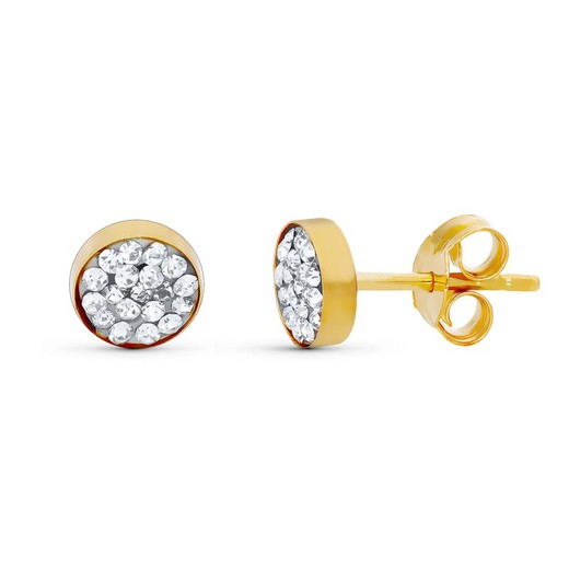 18kt Gold Earrings Round Stone 4mm Pressure Closure 18025