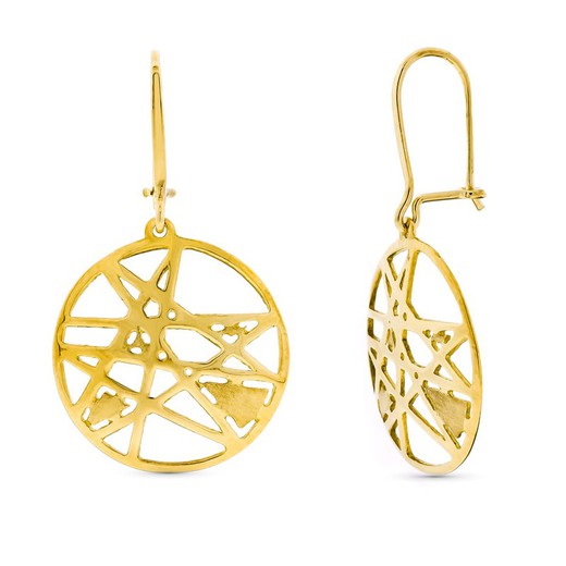 18kt Gold Round Openwork Earrings with Pressure Closure 11803