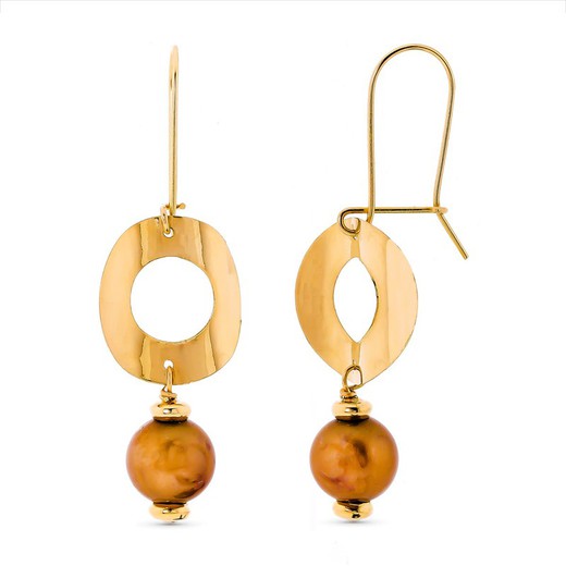 Okrągłe kolczyki w kolorze perłowym z 18-karatowego złota 44X15mm 15506