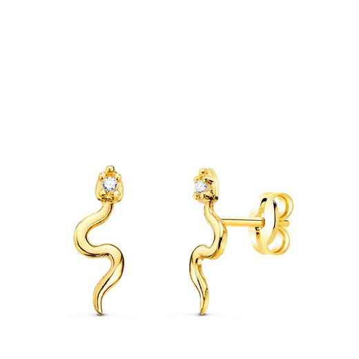 Ohrringe aus 18-karätigem Gold, Zirkonia-Schlangen, 12 x 4 mm, 21206