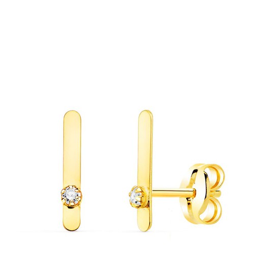 18kt Gold Climber Earrings Mini Bar Zirconia 10X1.5mm 21151
