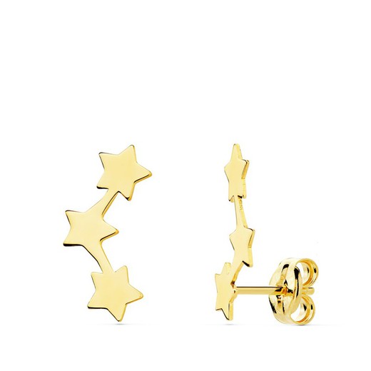 18kt Gold Star Climber Earrings 17X3.5mm 21128