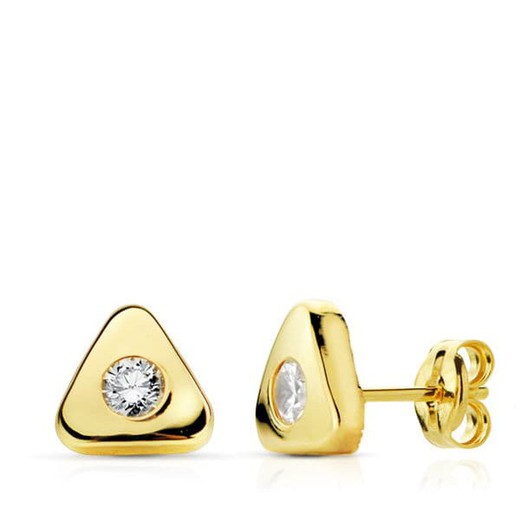 Ohrringe aus 18-karätigem Gold, dreieckig, Zirkonia, 7 x 7 mm, 10767