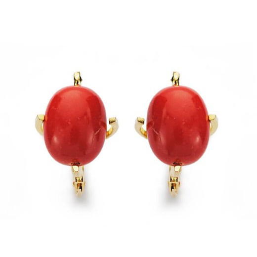18kt Gold Earrings Trunk Coral 12X10mm 7614-1