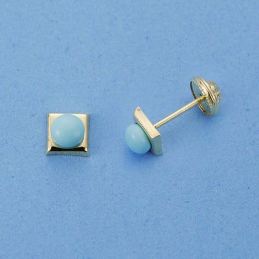 18kts Gold Turquoise Square Earrings 18247-T