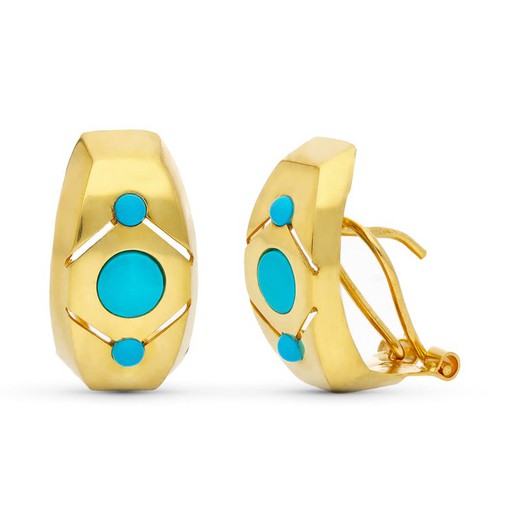 Boucles d'oreilles Omega turquoise en or 18 carats 11657