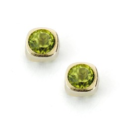 Pendientes Oro 9kts 4x4mm 9K21166 Olivina Natural 0,58 QTS