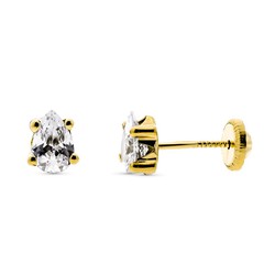 Brincos Ouro 9kt 6x4mm 9K15660 Zircônia