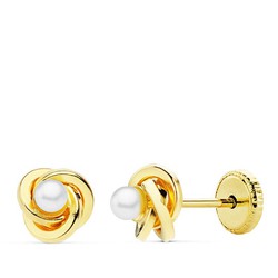 Pendientes Oro 9kts 8x8mm 9K10039-P Perla