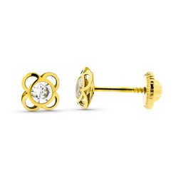 Boucles d'oreilles en or 9 carats 9K18219 fleur de zircon