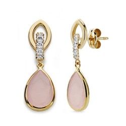 Boucles d'oreilles en or 9 carats 9K18553-RS Pierre rose et zircone