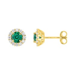 Pendientes Oro 9kts Argyor-MRM (9)9KLGE107Y Esmeralda Diamantes F-VS SYNT 0.43CT