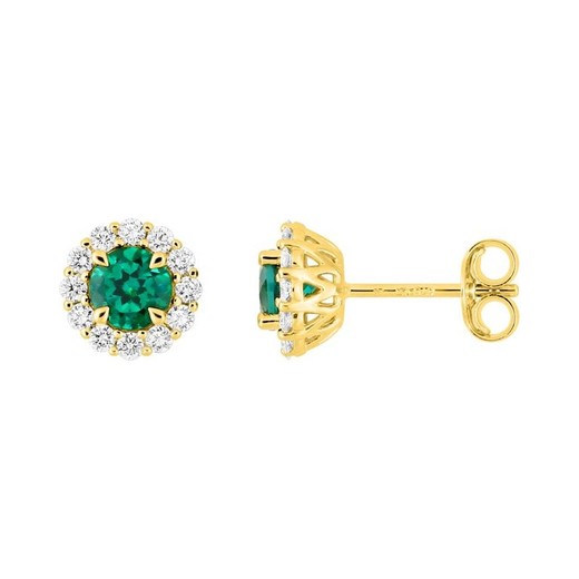 Pendientes Oro 9kts Argyor-MRM (9)9KLGE107Y Esmeralda Diamantes F-VS SYNT 0.43CT