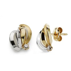 Pendientes Oro 9kts Bicolor Plata 10x9mm 9K18547 Circonitas