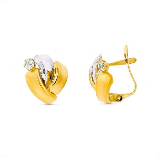 Pendientes Oro 9kts Bicolor Plata 12x10mm 9K15845 Circonitas