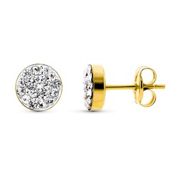 Pendientes Oro 9kts Bicolor Plata 13x6mm 9K18026 Circonitas