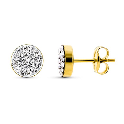 Orecchini in oro 9kt Bicolore Argento 13x6mm 9K18026 Zirconi