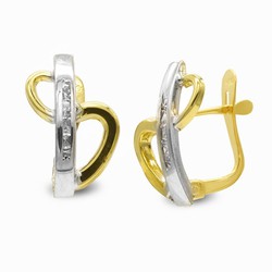 Pendientes Oro 9kts Bicolor Plata 14x8mm 9K20629-1 Circonitas