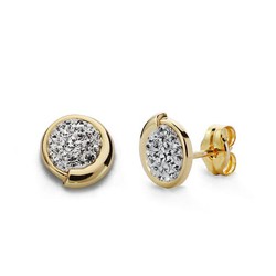 Pendientes Oro 9kts Bicolor Plata 7mm 9K18548 Circonitas