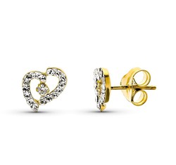 Pendientes Oro 9kts Bicolor Plata 9x6mm 9K18364 Circonitas