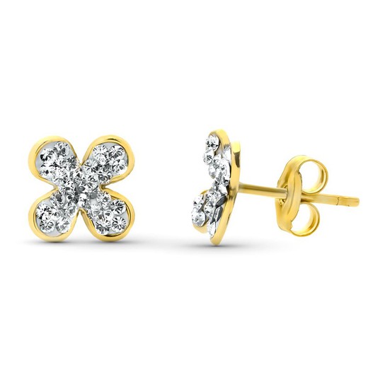 Pendientes Oro 9kts Bicolor Plata 9x9mm 9K18152 Circonitas