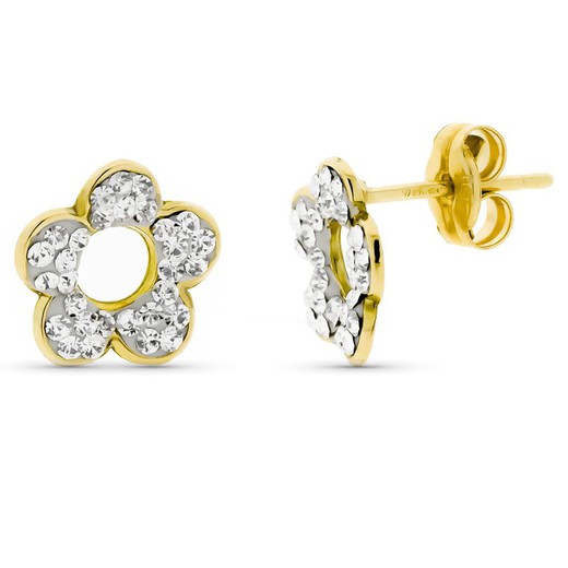 Pendientes Oro 9kts Bicolor Plata 9x9mm 9K18153 Circonitas