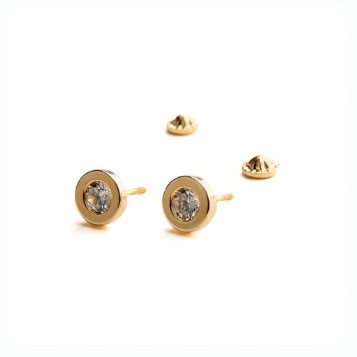 Gold Baby Chatón Round Zirconia Earrings 18-1855