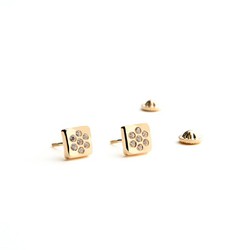 Gold Baby Square Zirconia Earrings 18-1697