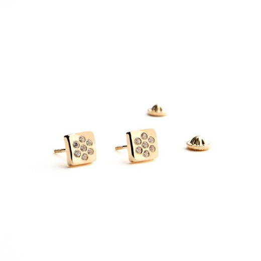 Boucles d'oreilles carrées en or et zirconium 18-1697