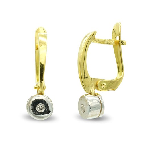 Bicolor 18kt Gold Hoop Zirconia Earrings 7381-1