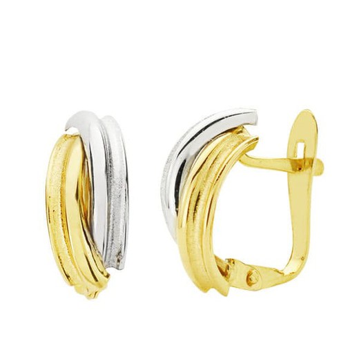 18kt Bicolor Gold Earrings Bands 13X5mm 18701