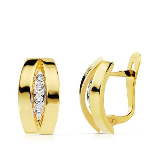 18kt Bicolor Gold Earrings Bands 14X7mm 18772