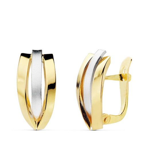 18kt Bicolor Gold Earrings Bands 16X7mm 18864