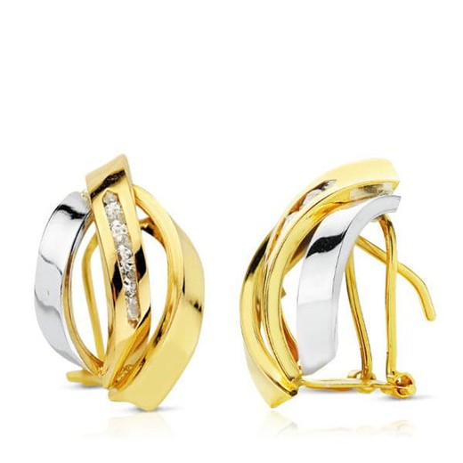 18kt Bicolor Gold Earrings Bands 17X11mm 18719