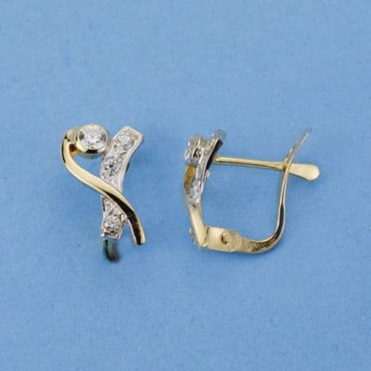 Tvåfärgade 18 karat guldörhängen Zirconia 10X6mm 15974