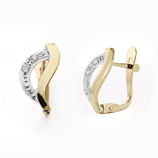 Bicolor 18kt Gold Earrings Zirconia 13X10mm 18123