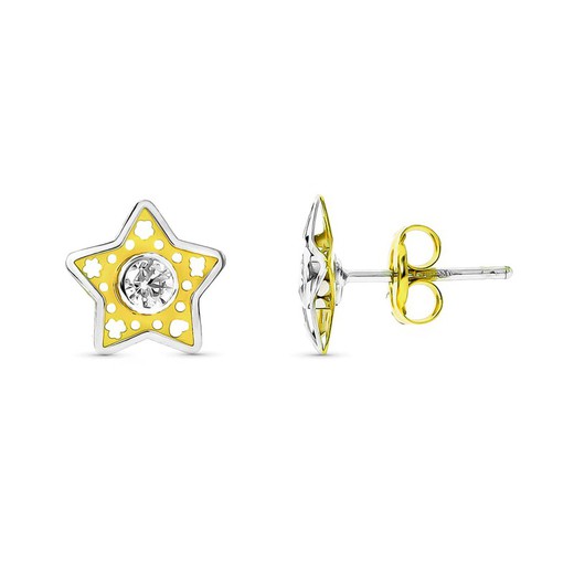 Two-tone 18k Gold Communion Star Earrings 20763-1