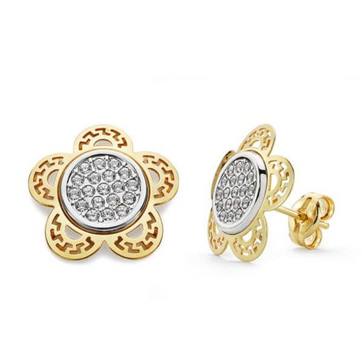 Bicolor 18kt Gold Earrings Flower 12X12mm 18567