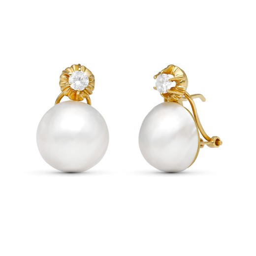 Ohrringe aus 18-karätigem Gold, japanische Perle, 14–14,5 mm, Omega 7102-1-OA