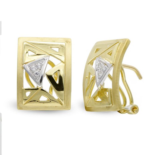 Bicolor 18kt Gold Openwork Triangles Earrings 20073-1