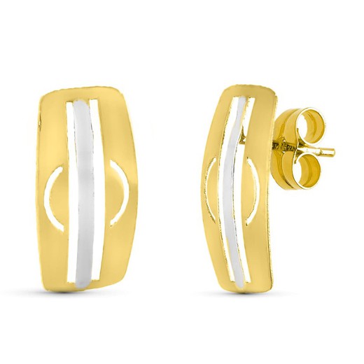 Bicolor Gold Earrings 18kts Pressure Band 15756