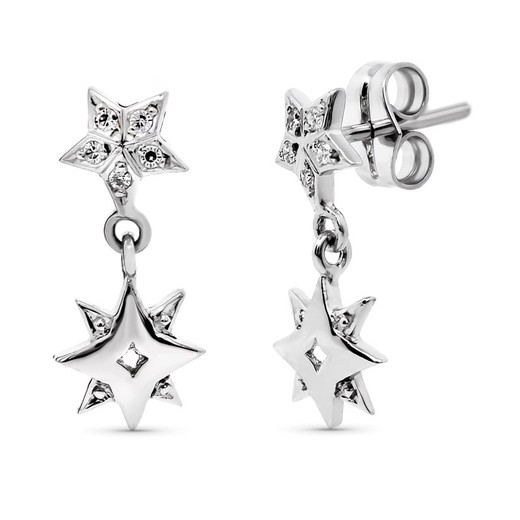 Boucles d'oreilles Or Blanc 18 Carats 17x7mm 15780 Zircone