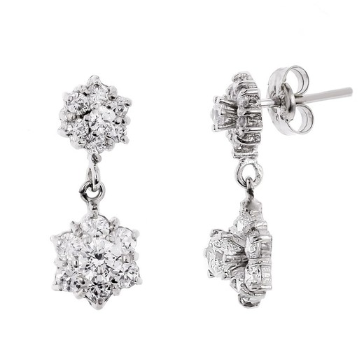 Boucles d'oreilles Or Blanc 18 Carats 19x7mm 11478 Zircone