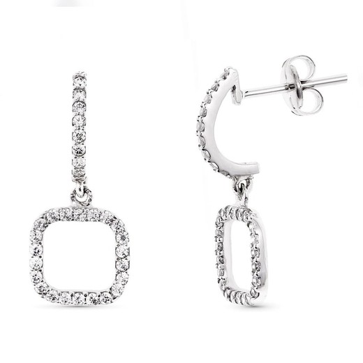 Boucles d'oreilles en or blanc 18 carats 19x8 mm 18231 Zircone