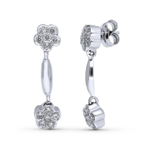 Boucles d'oreilles Or Blanc 18 Carats 26x7mm 11334 Zircone